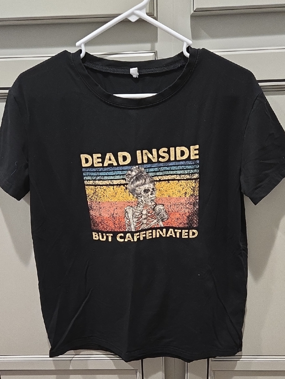 Dead Inside But Caffeinated Graphic Tee - Black